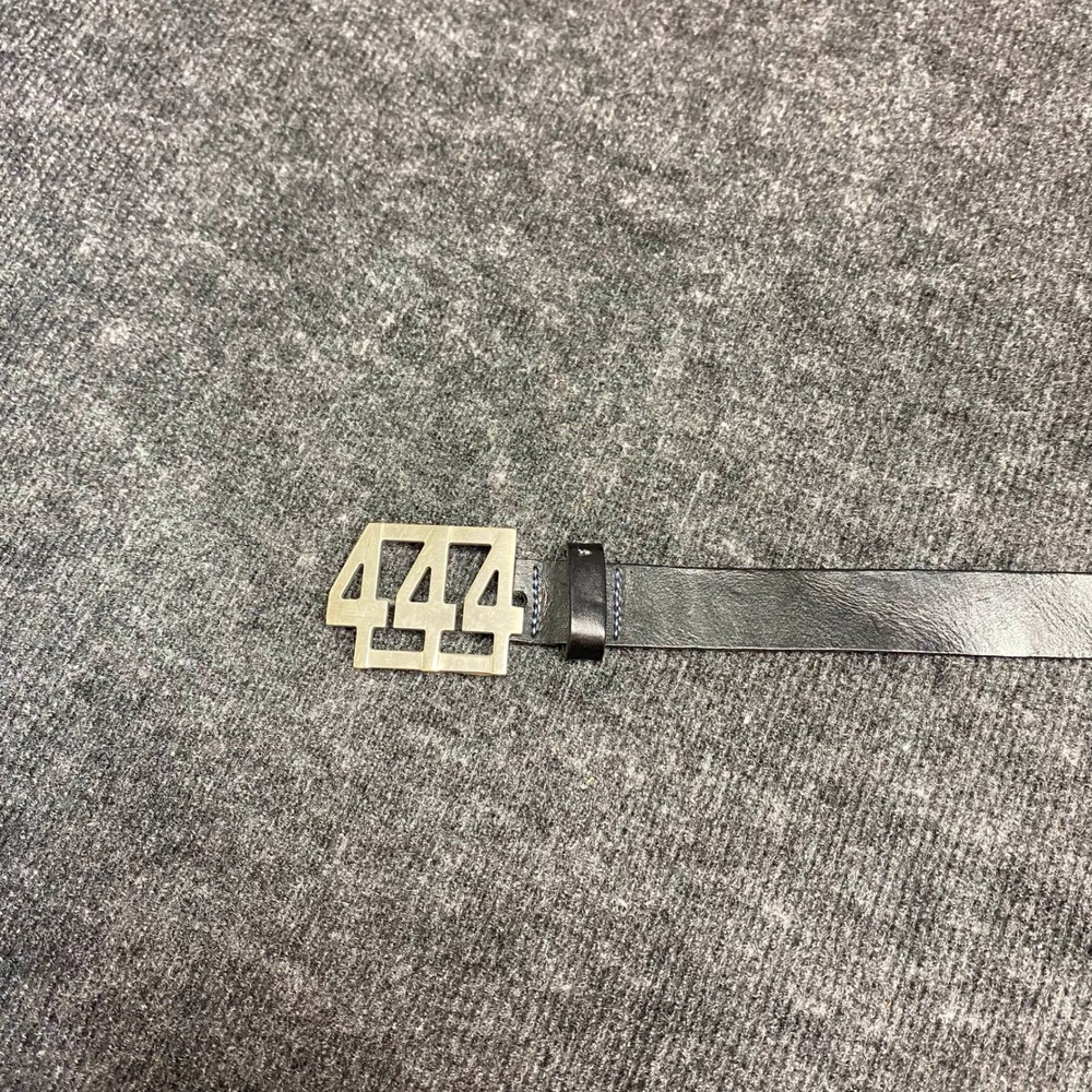 HM Black Genuine Leather Belt 444 Silver Buckle Made in Sweden Small